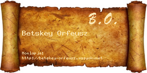 Betskey Orfeusz névjegykártya